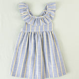 Vestido rayas amarillas y azul niña