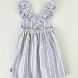Vestido rayas amarillas y azul niña