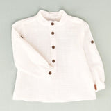 Camisa blanca niño cuello mao blanca