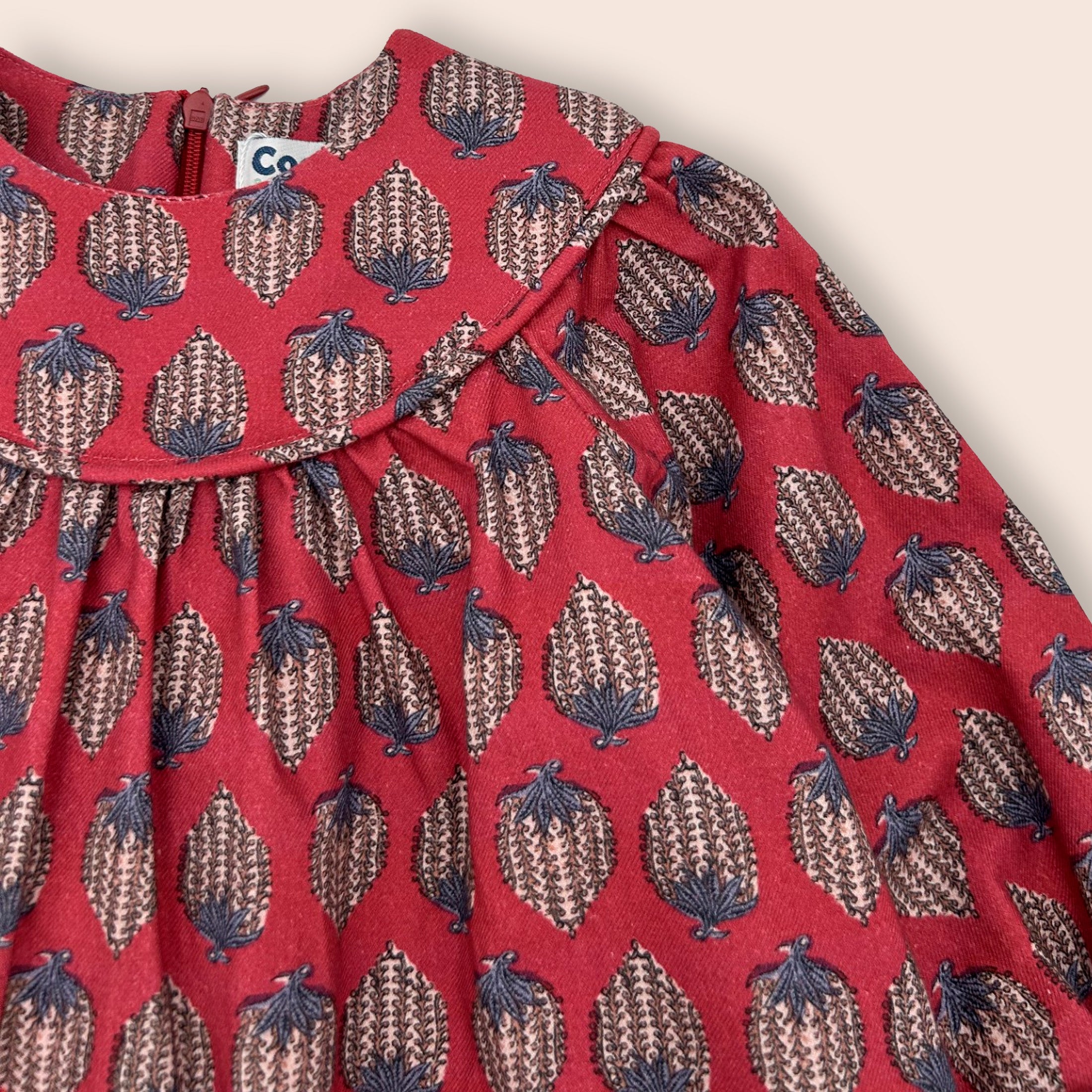 Vestido bebé niña burdeos estampado | Cocote x Charanga