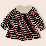 Vestido niña estampado retro con cuello contraste | Cocote x Charanga