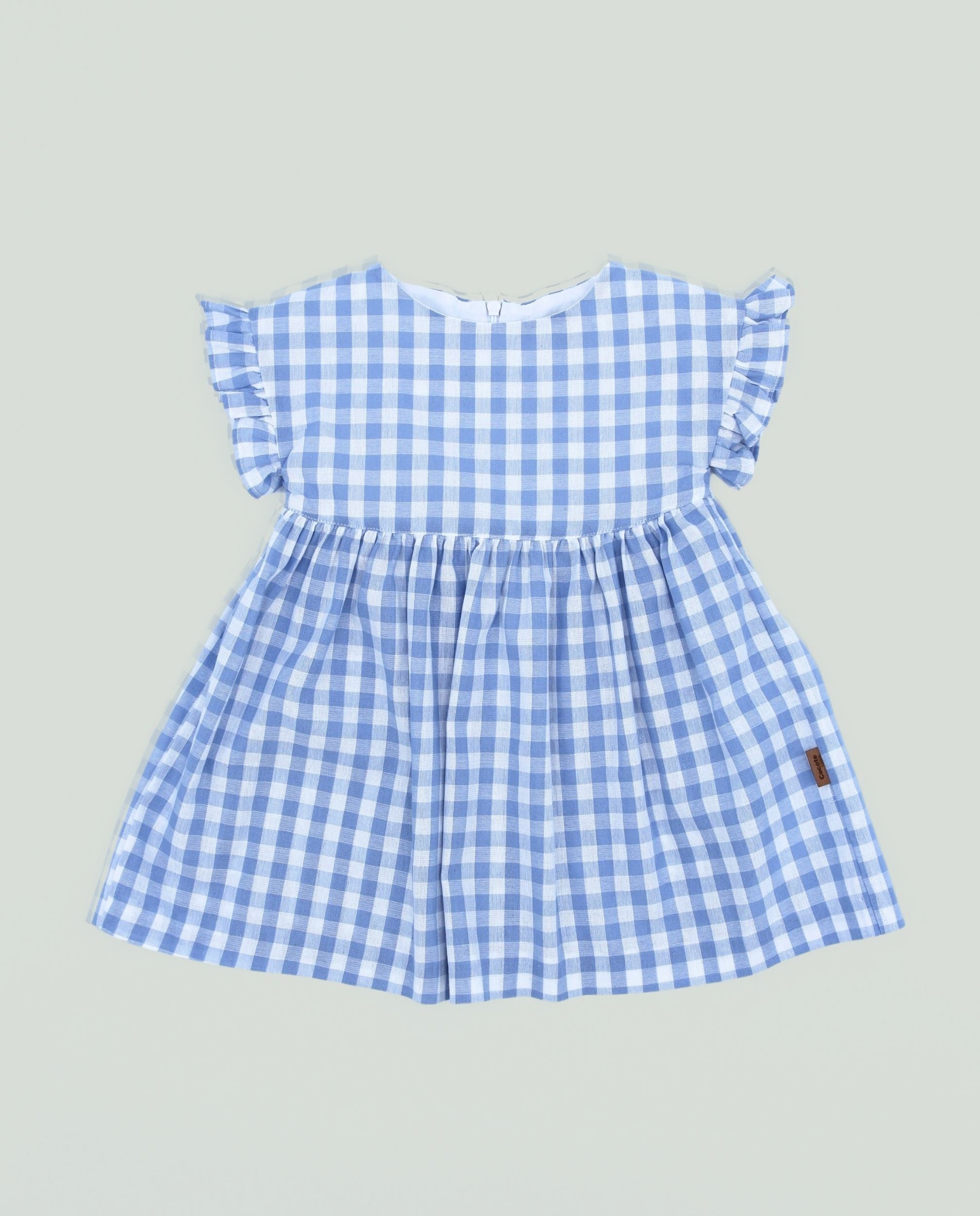 Vestido cuadros vichy celeste niña