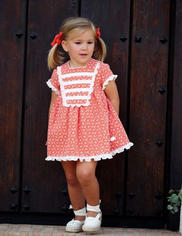 Conjunto vestido y braguita niña salmón