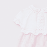 Vestido bicolor rosa y blanco tricot recién nacida | Dr. Kid by Charanga