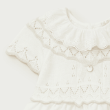 Vestido crudo con volante en el cuello recién nacida | Dr. Kid by Charanga