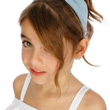 Diadema de niña con nudo azul denim