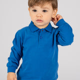Polo manga larga de bebé azulón básico