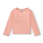 vista frontal camiseta rosa niña manga larga
