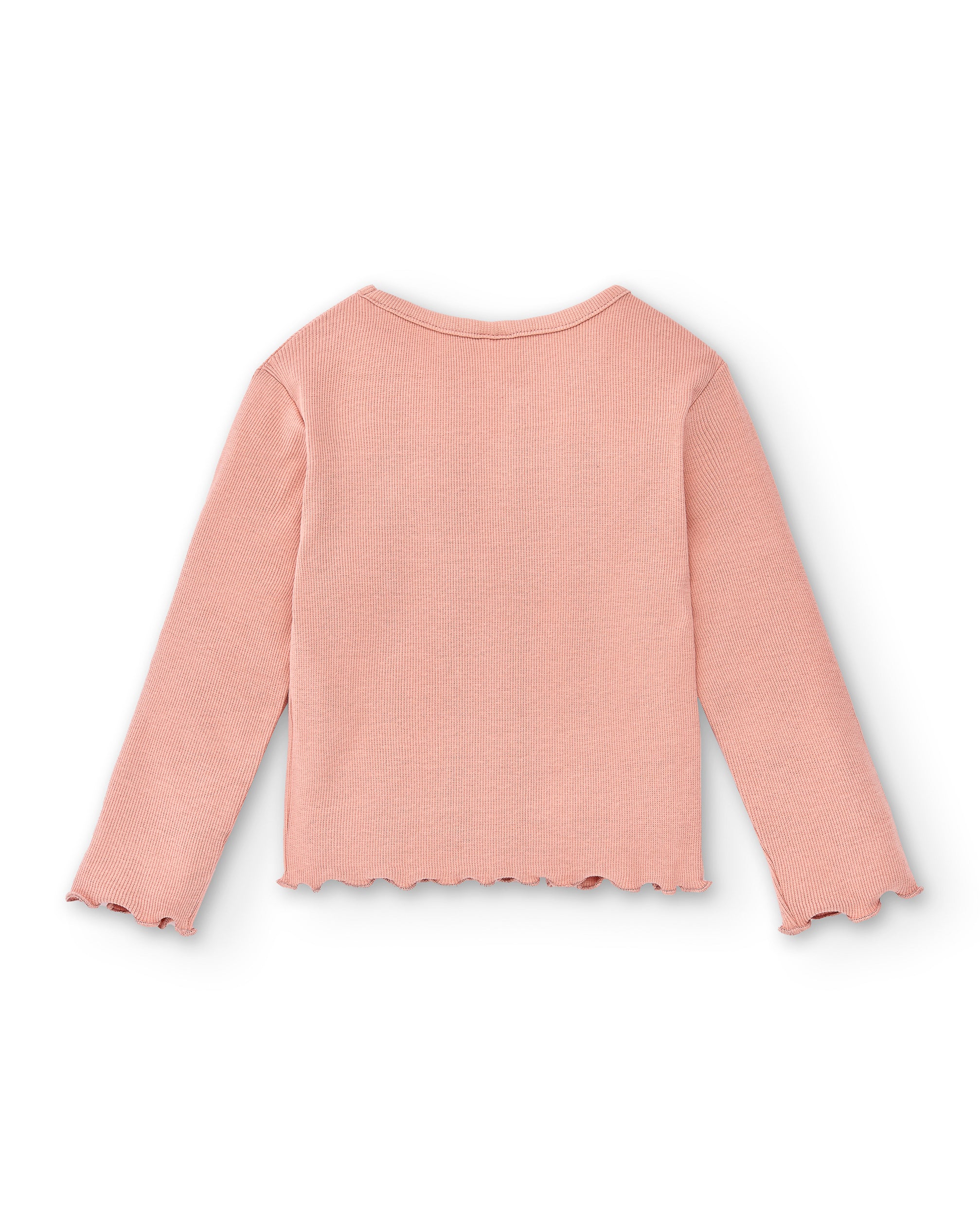 cuello y acabado camiseta básica niña rosa