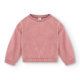 vista frontal sudadera rosa sin capucha para niña