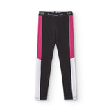 vista frontal de legging negro para niña, ajuste cómodo