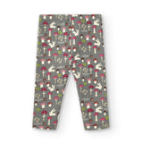 Legging niña gris con estampado de conejitos y setas