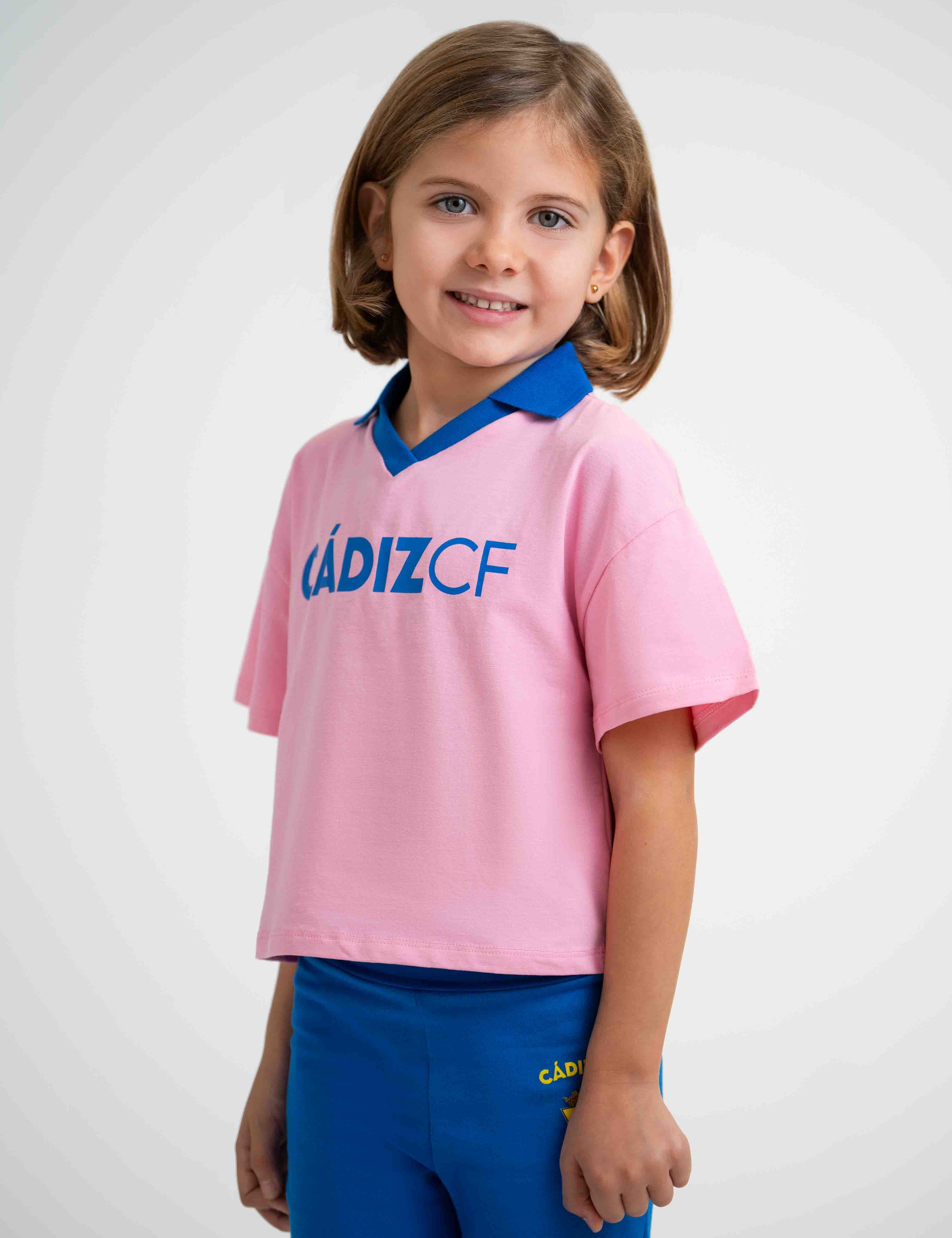 Camiseta rosa con cuello azul - Cádiz CF