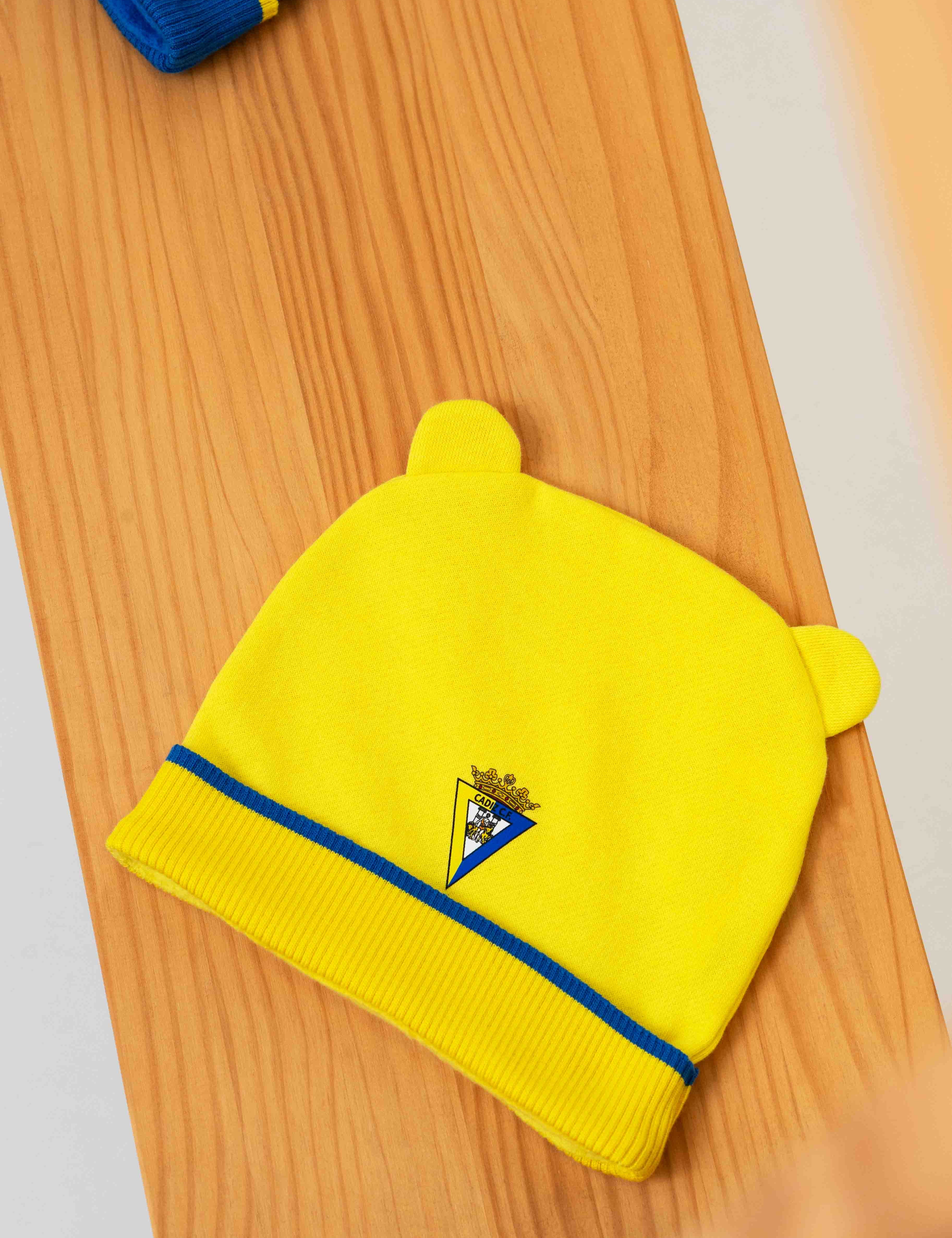 Gorro amarillo con orejitas bebé - Cádiz CF