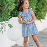Vestido rayas amarillas y azul niña