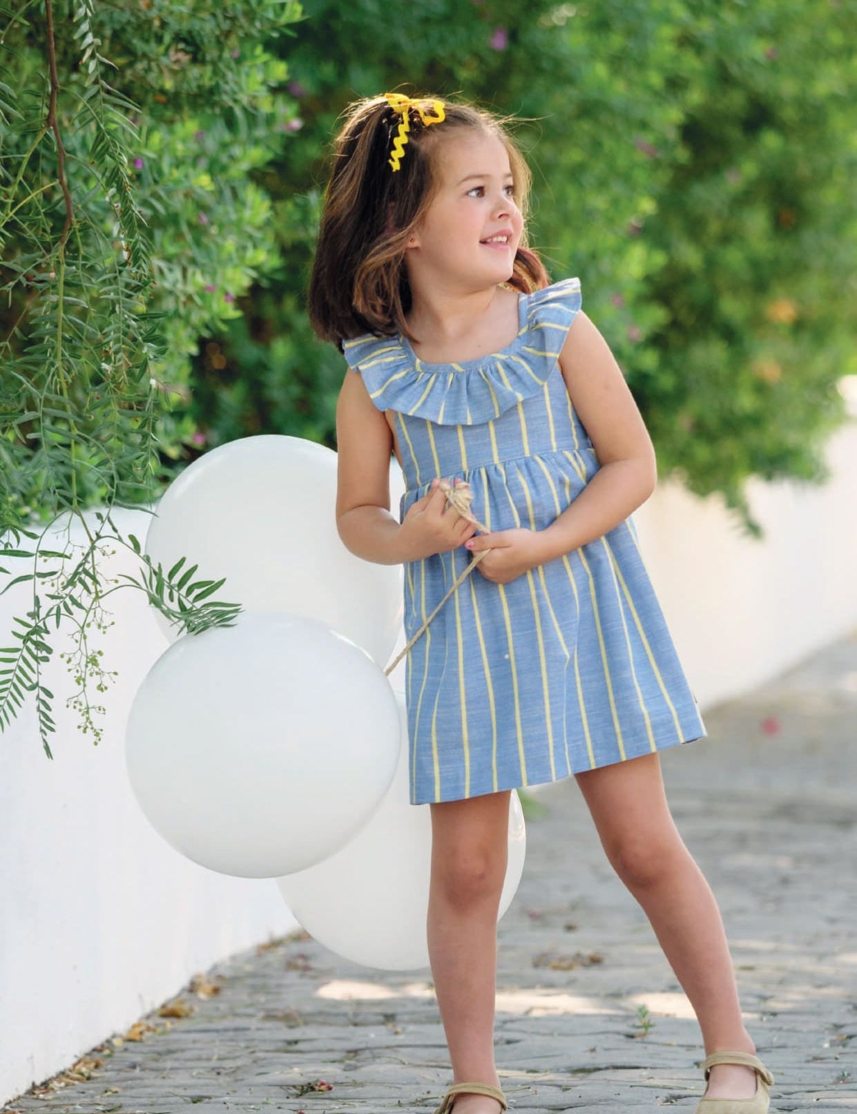 Vestido rayas amarillas y azul niña