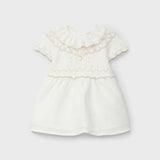 Vestido crudo con volante en el cuello recién nacida | Dr. Kid by Charanga