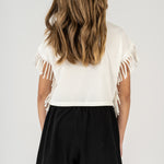 Camiseta de niña blanca detalle flecos VERANO/Outlet
