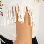 Camiseta de niña blanca detalle flecos VERANO/Outlet