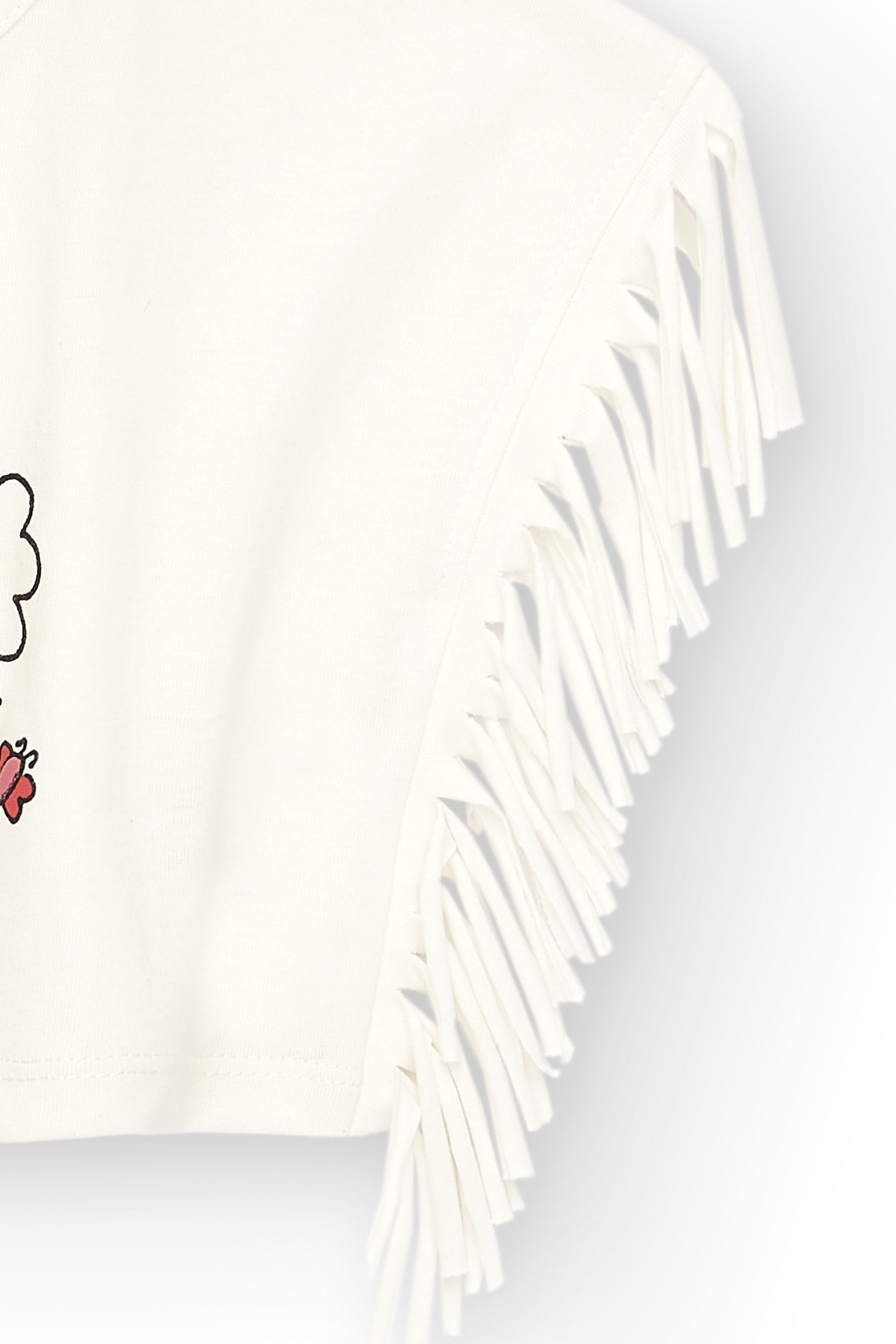 Camiseta de niña blanca detalle flecos VERANO/Outlet