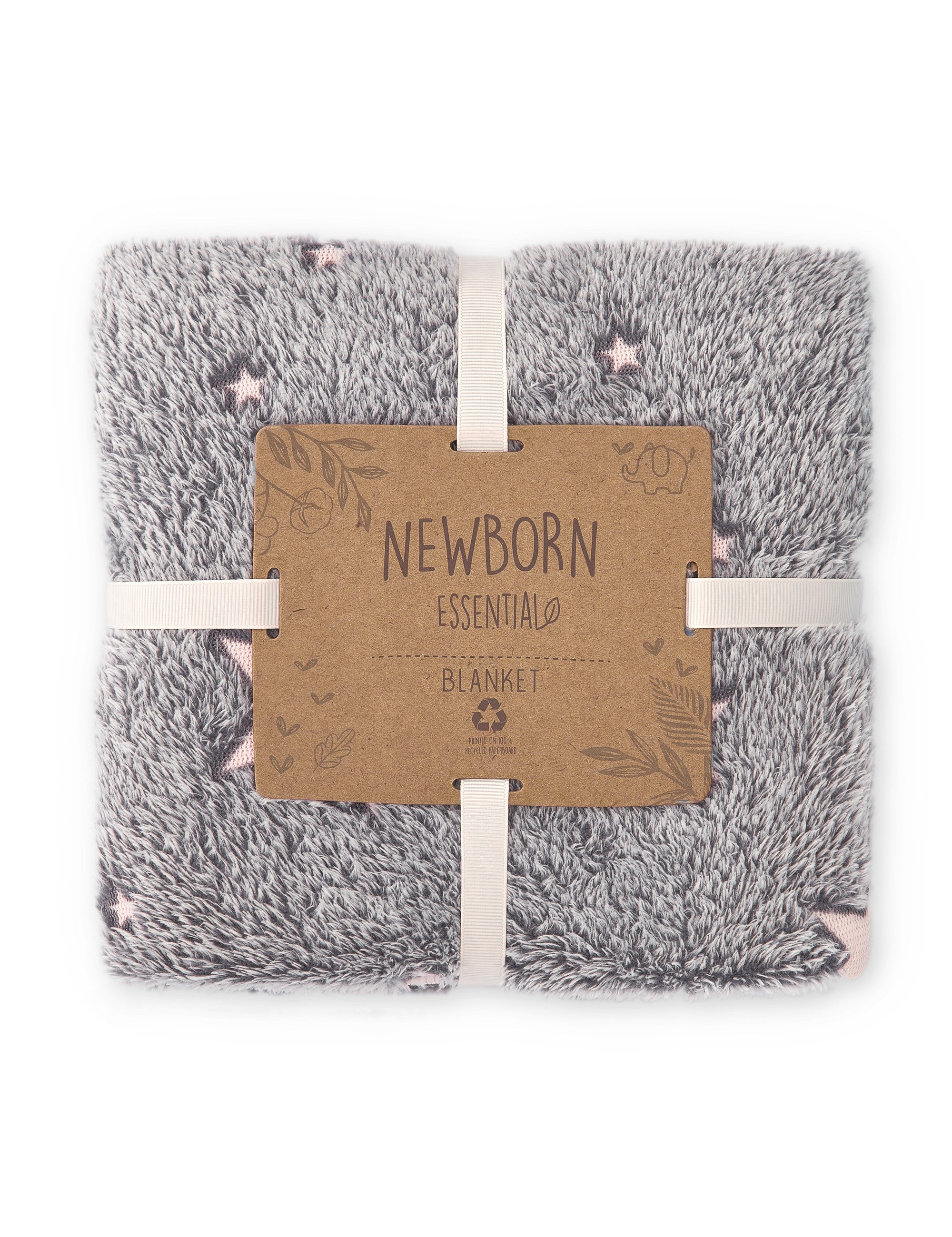 Manta de recién nacido en color girs de estrellas Outlet