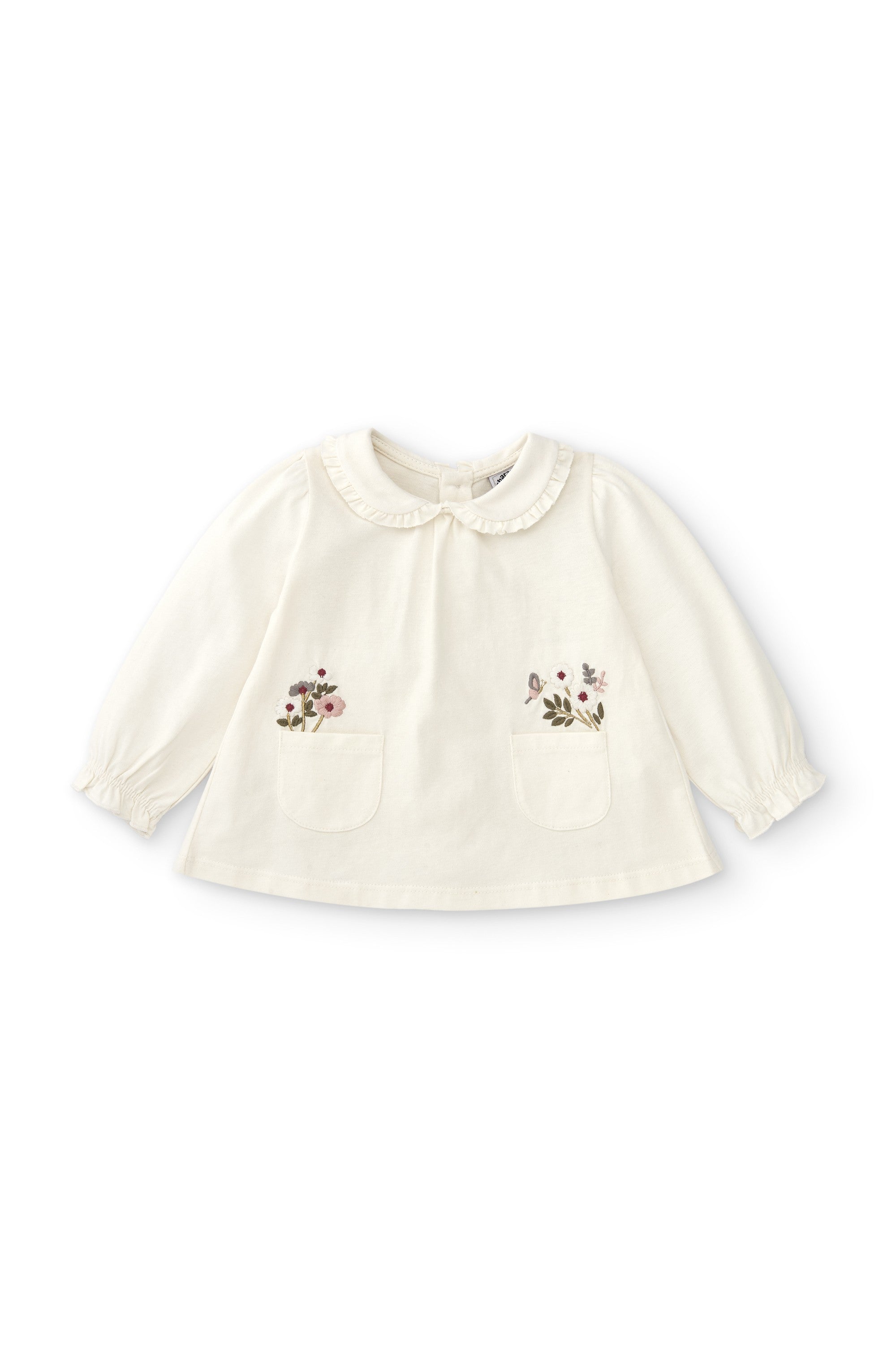 Camisa de bebé en color crudo con detalles de flores Charanga