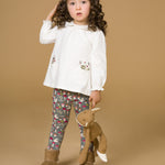 Camisa de bebé en color crudo con detalles de flores Charanga