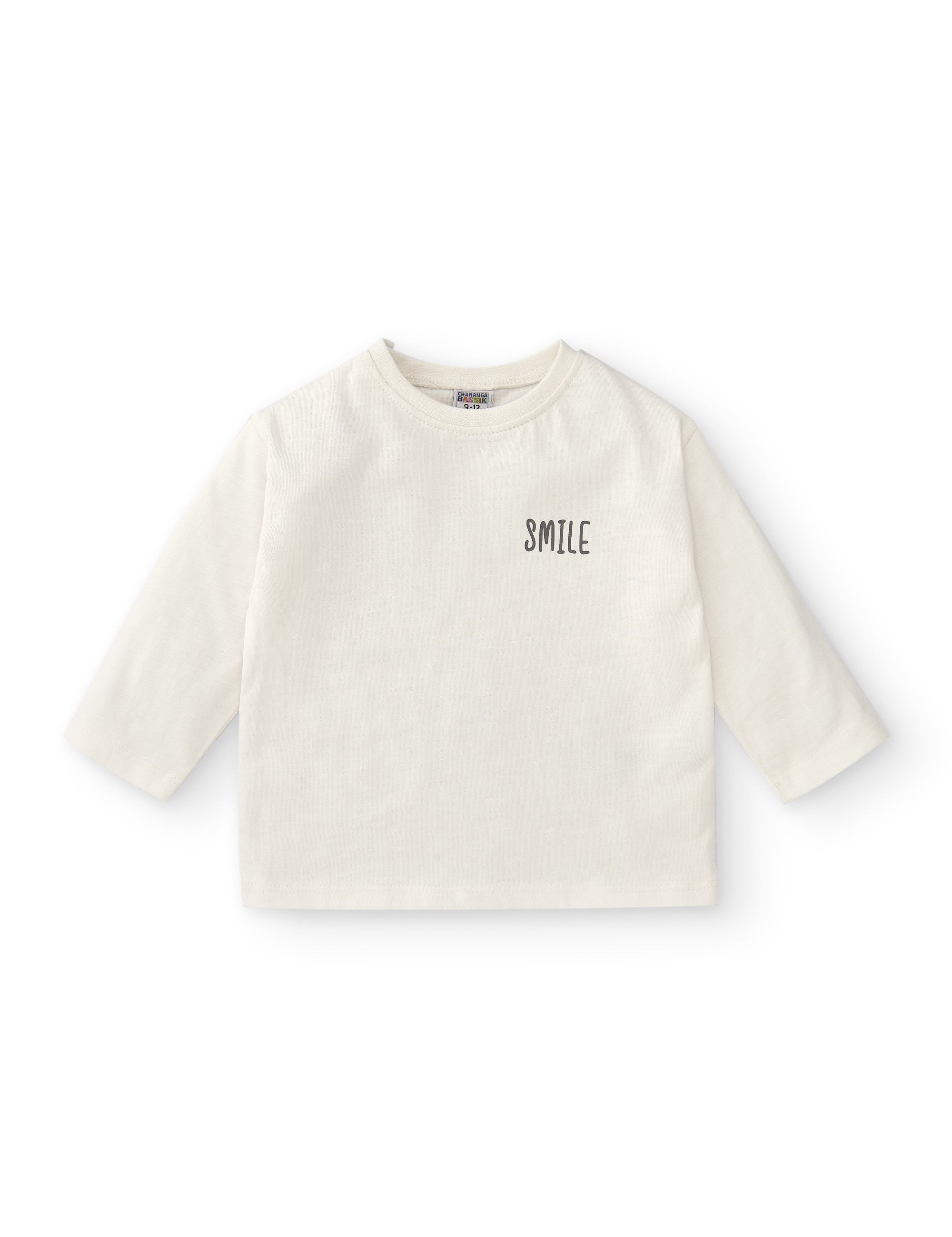 Camiseta en color crudo con texto smile Charanga
