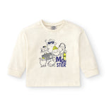 Camiseta de bebé de manga larga color crudo con dibujo monstruo Outlet
