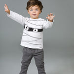 Camiseta de bebé gris dibujo momia Charanga
