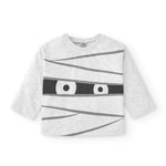 Camiseta de bebé gris dibujo momia Charanga