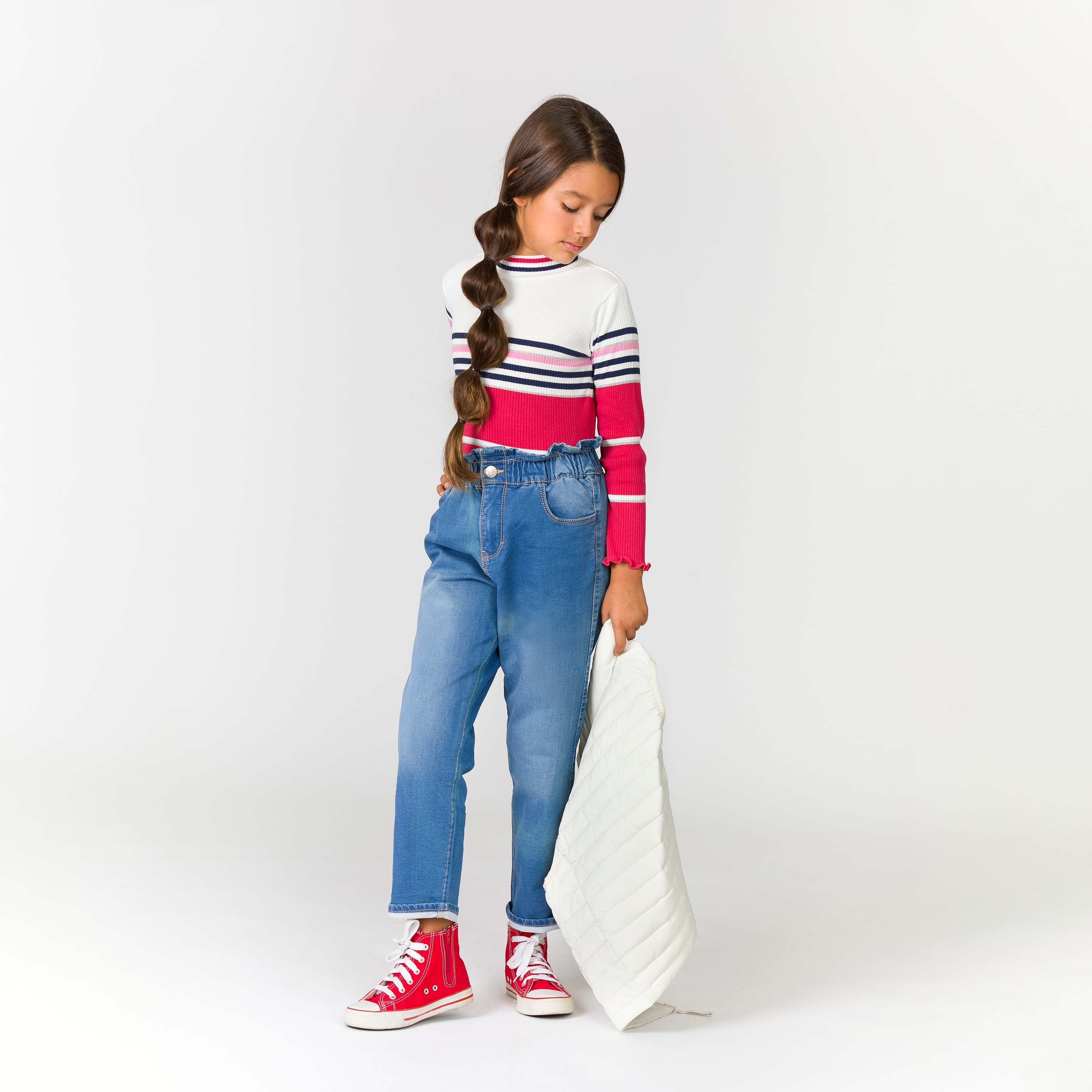 Multi colored striped jeans online