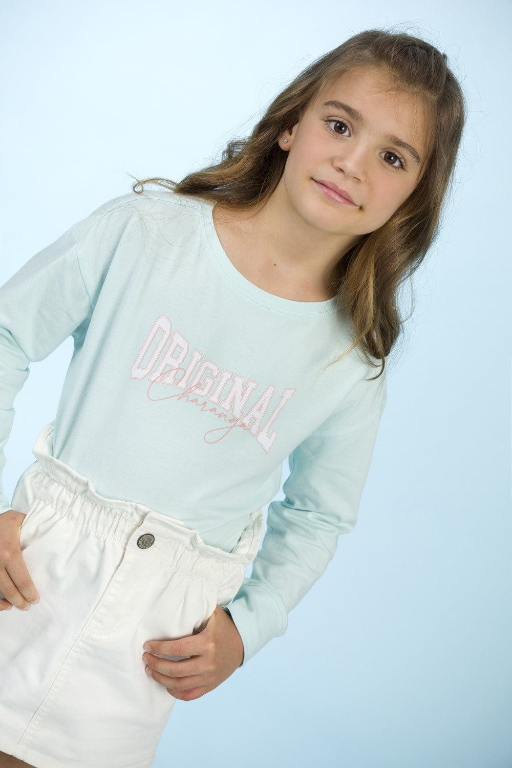 Camiseta de niña aguamarina VERANO/Charanga