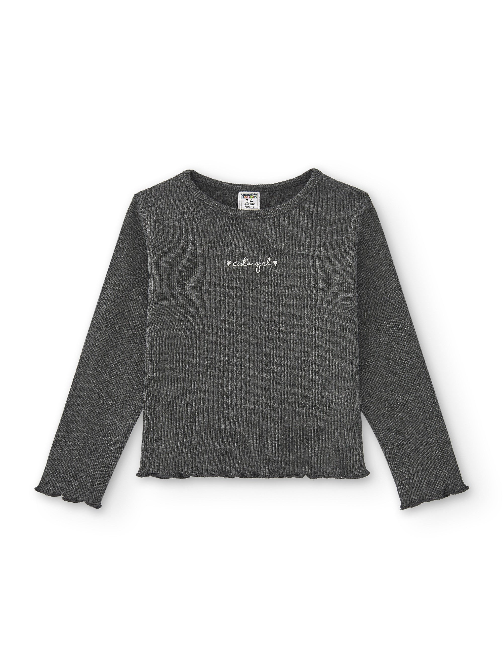 Camiseta de niña antracita mensaje Charanga