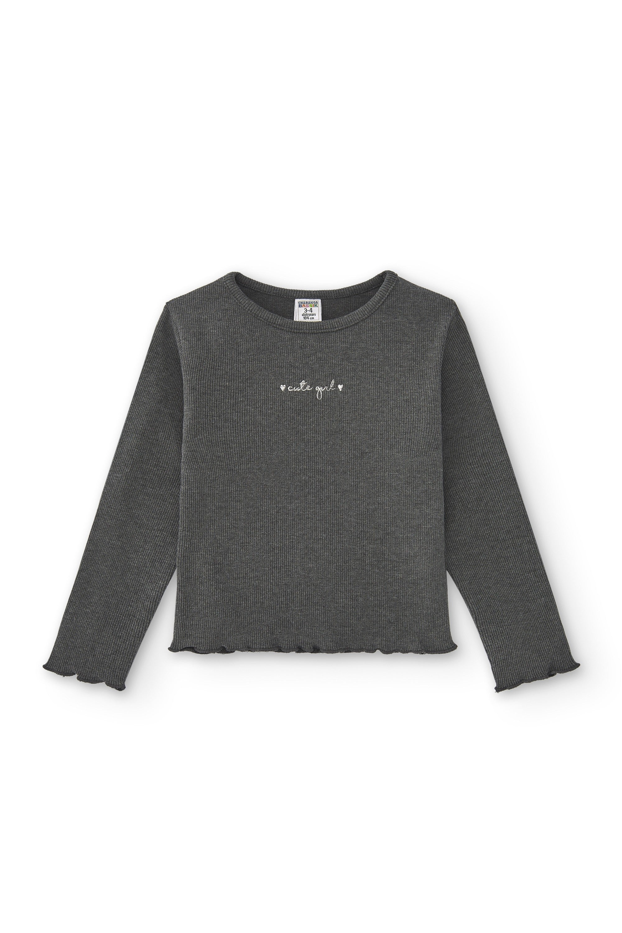 Camiseta de niña antracita mensaje Charanga