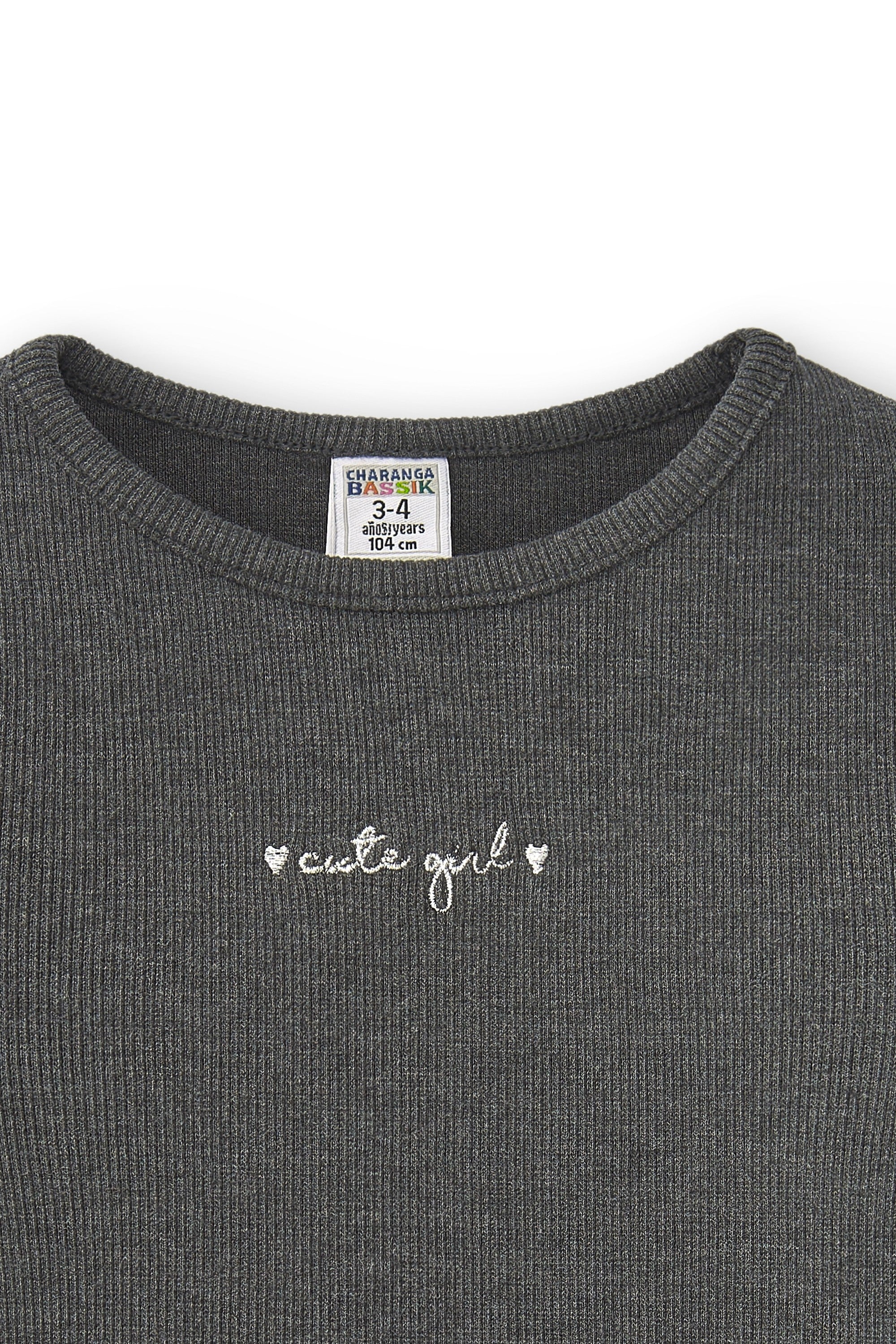 Camiseta de niña antracita mensaje Charanga