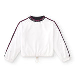 Sudadera niña blanca para deporte con bajo regulable