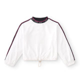 Sudadera niña blanca para deporte con bajo regulable