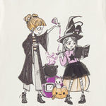 Camiseta de niña en color crudo con dibujo de brujas Charanga