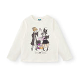 Camiseta de niña en color crudo con dibujo de brujas Charanga