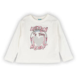 Camiseta de niña color crudo estampado de corazón Outlet