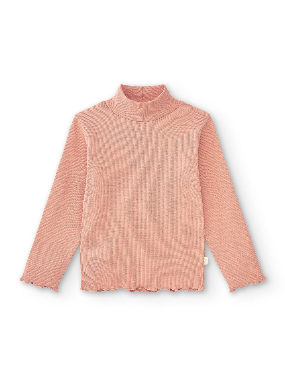vista frontal camiseta básica niña rosa manga larga