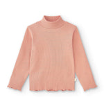 vista frontal camiseta básica niña rosa manga larga