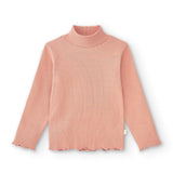 vista frontal camiseta básica niña rosa manga larga