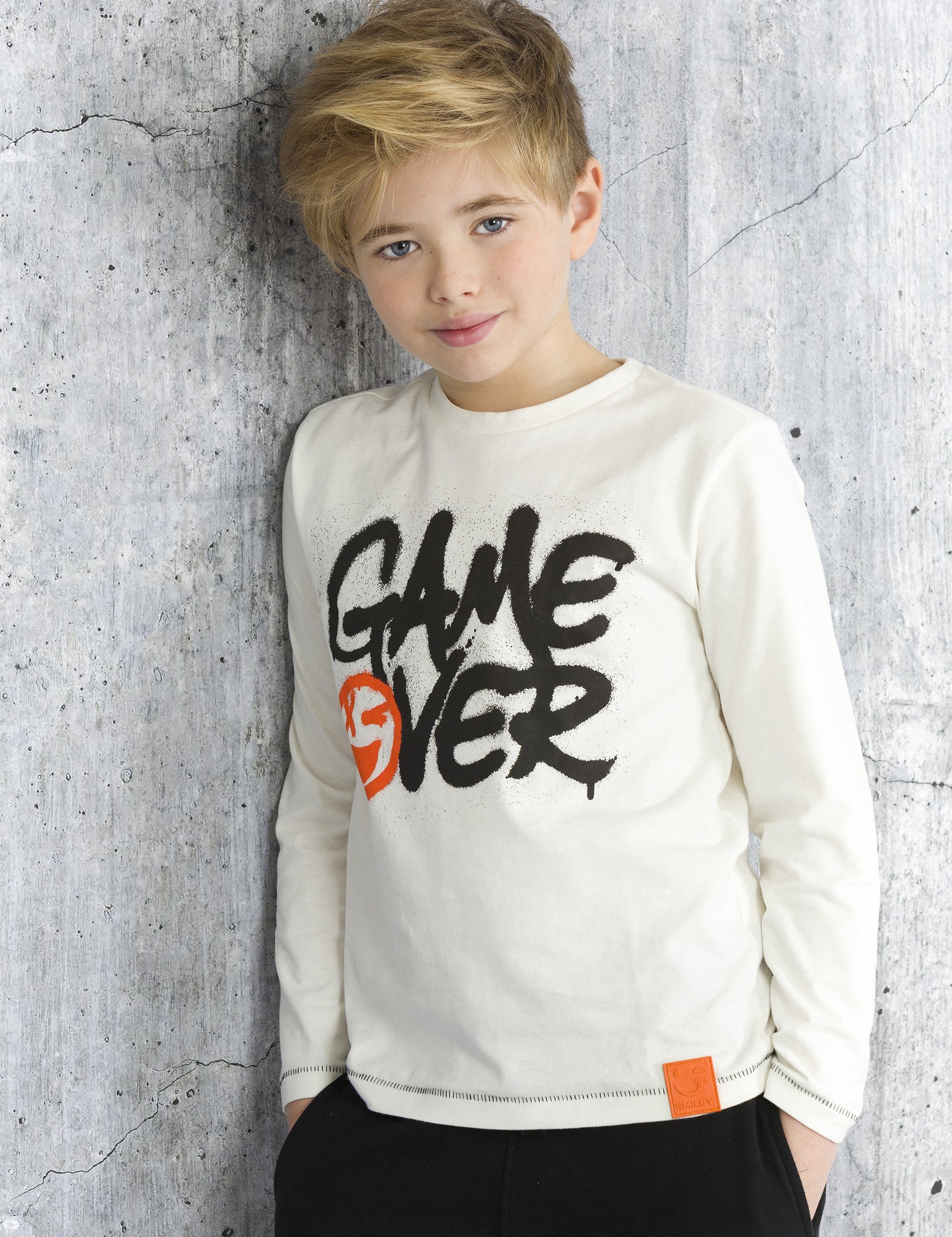 Camiseta de niño color crudo Game Over Outlet