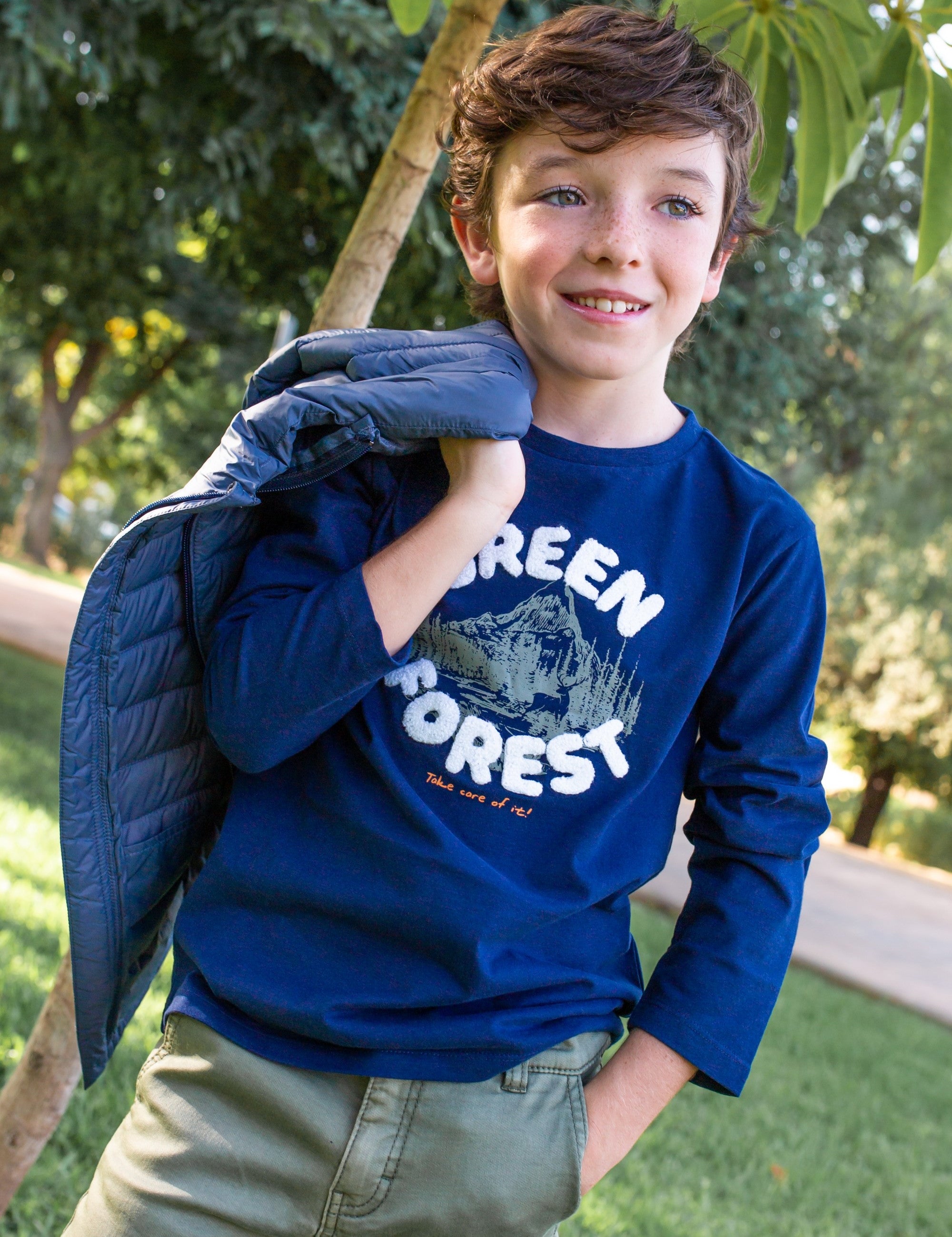 Camiseta de niño marino Green Forest Charanga