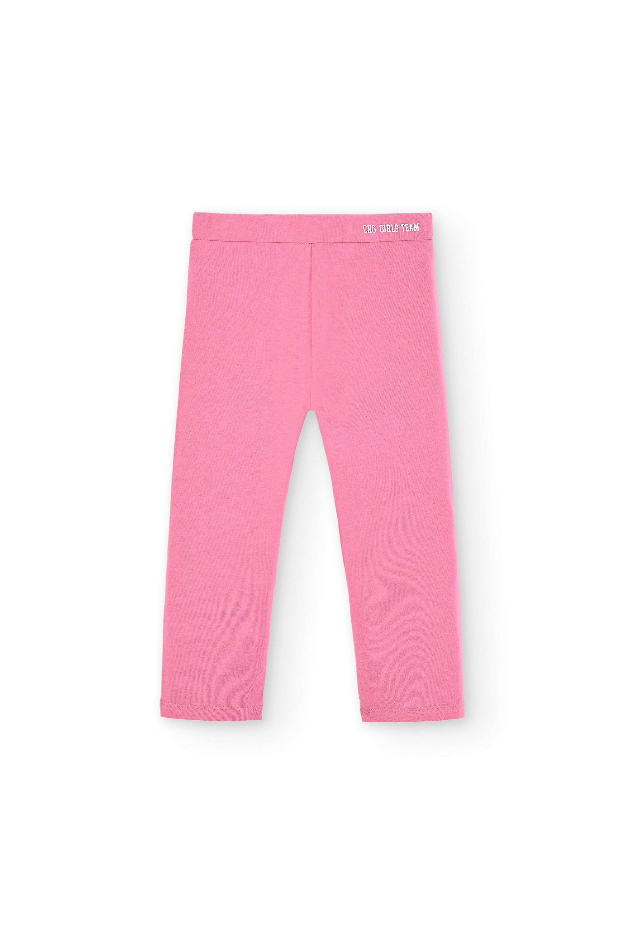 legging de niña fucsia con cintura elástica y largo tobillero