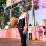 jogger de niña negro con cintura elástica y puños