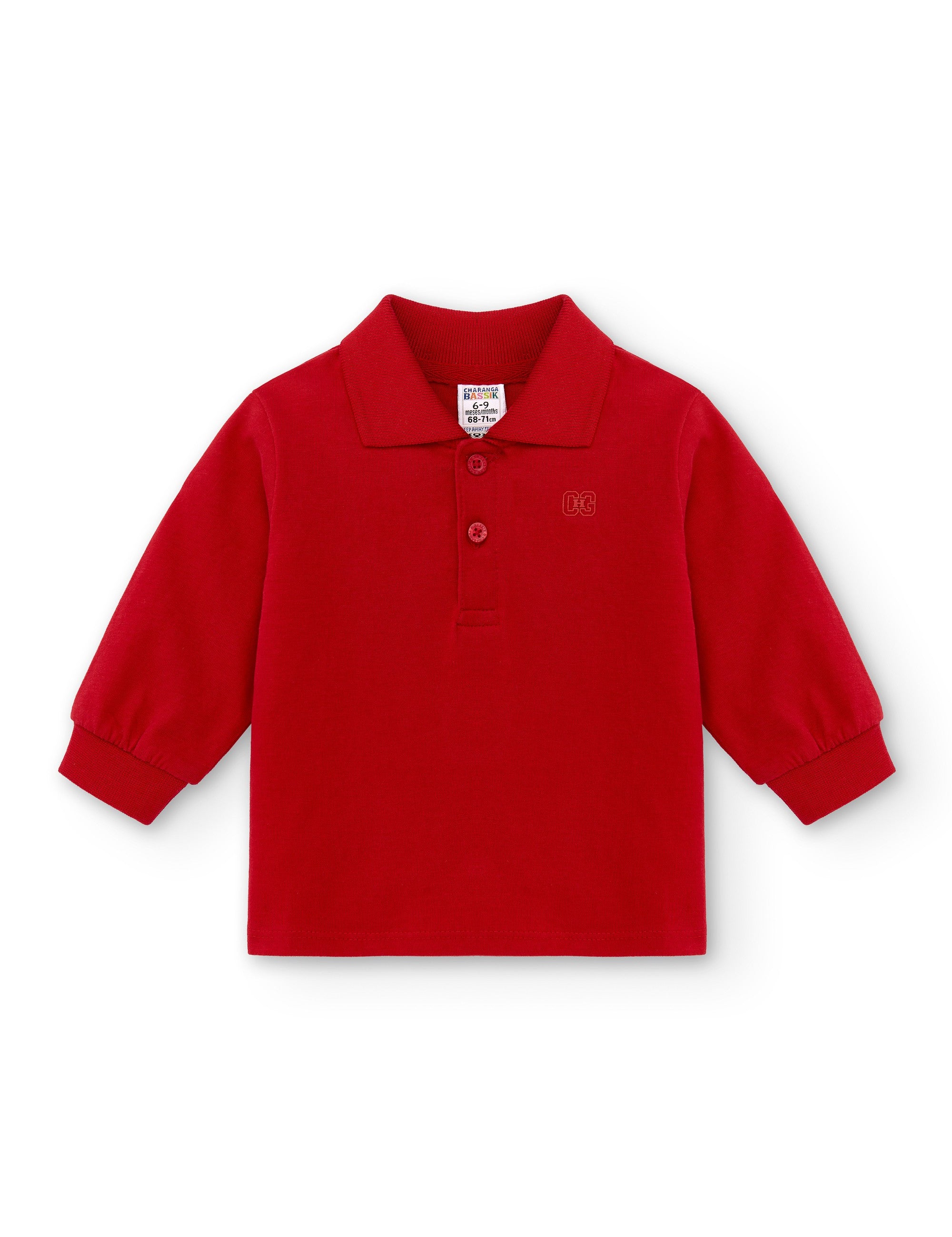 Polo de bebé rojo básico manga larga Charanga