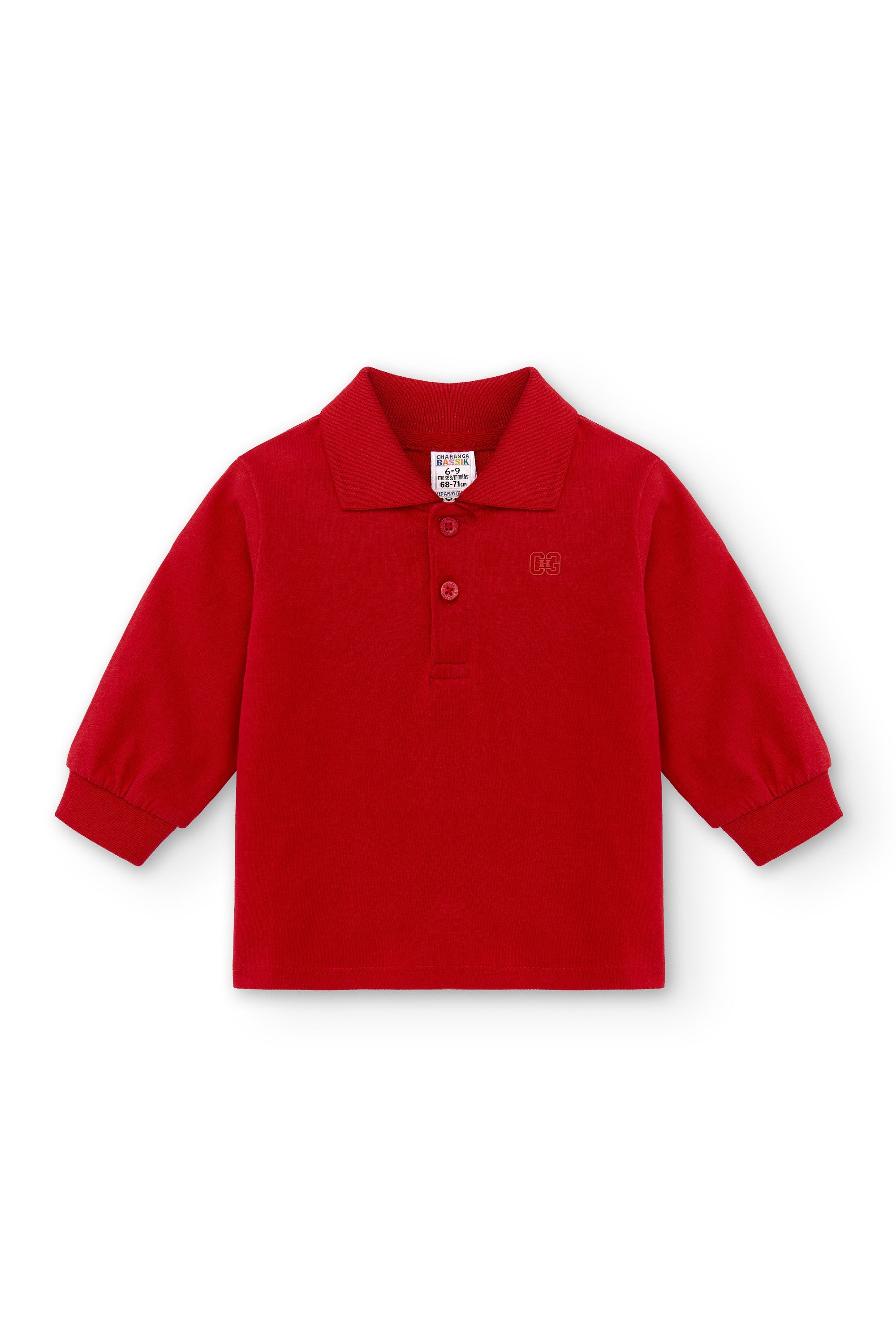 Polo de bebé rojo básico manga larga Charanga